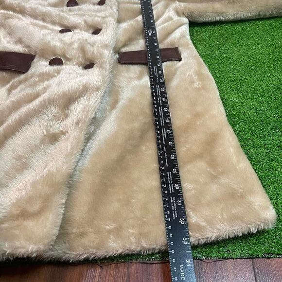 Vintage 70s Fingerhut Women’s 14 Faux Fur Leather Collar Coat Retro Jacket - Picture 3 of 8